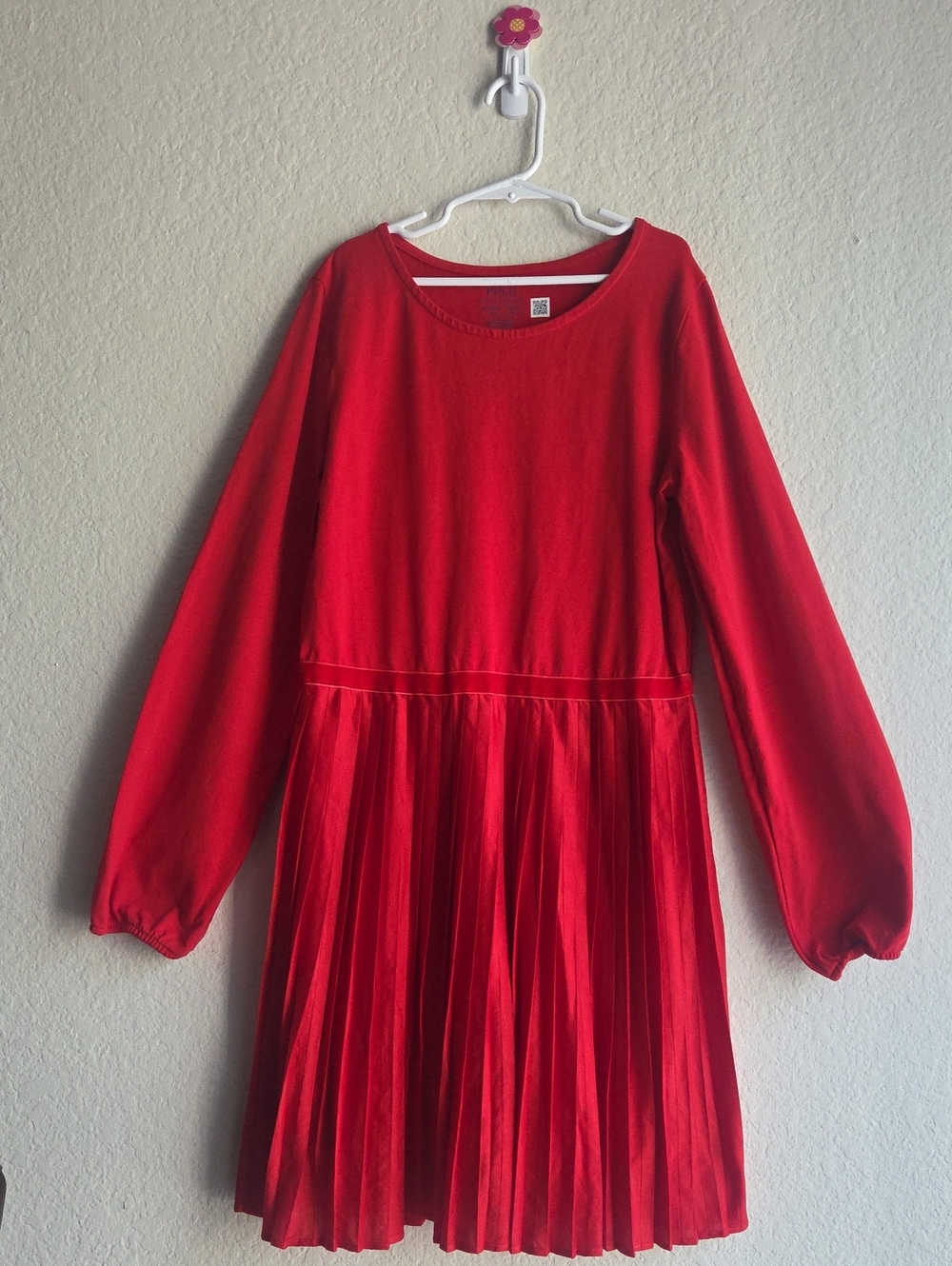 Polo by Ralph Lauren Girls' Red Long-Sleeve Pleated Dress